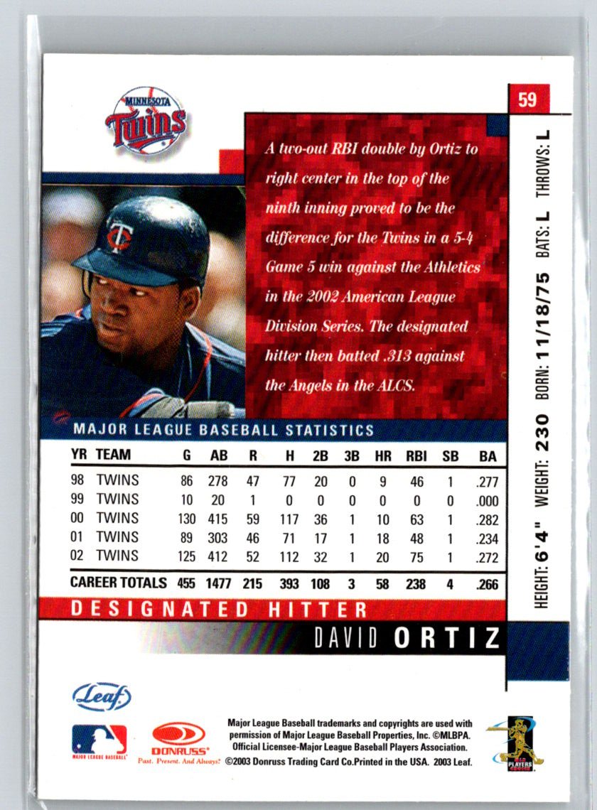 2003 Leaf #59 David Ortiz V11