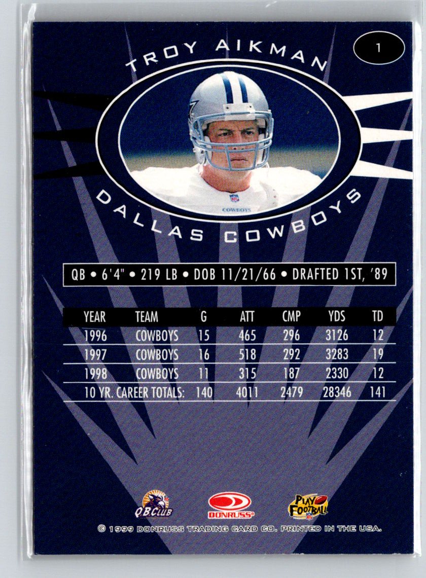 1999 Donruss Preferred QBC #1 Troy Aikman V11