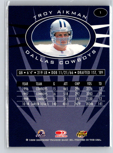 1999 Donruss Preferred QBC #1 Troy Aikman V11