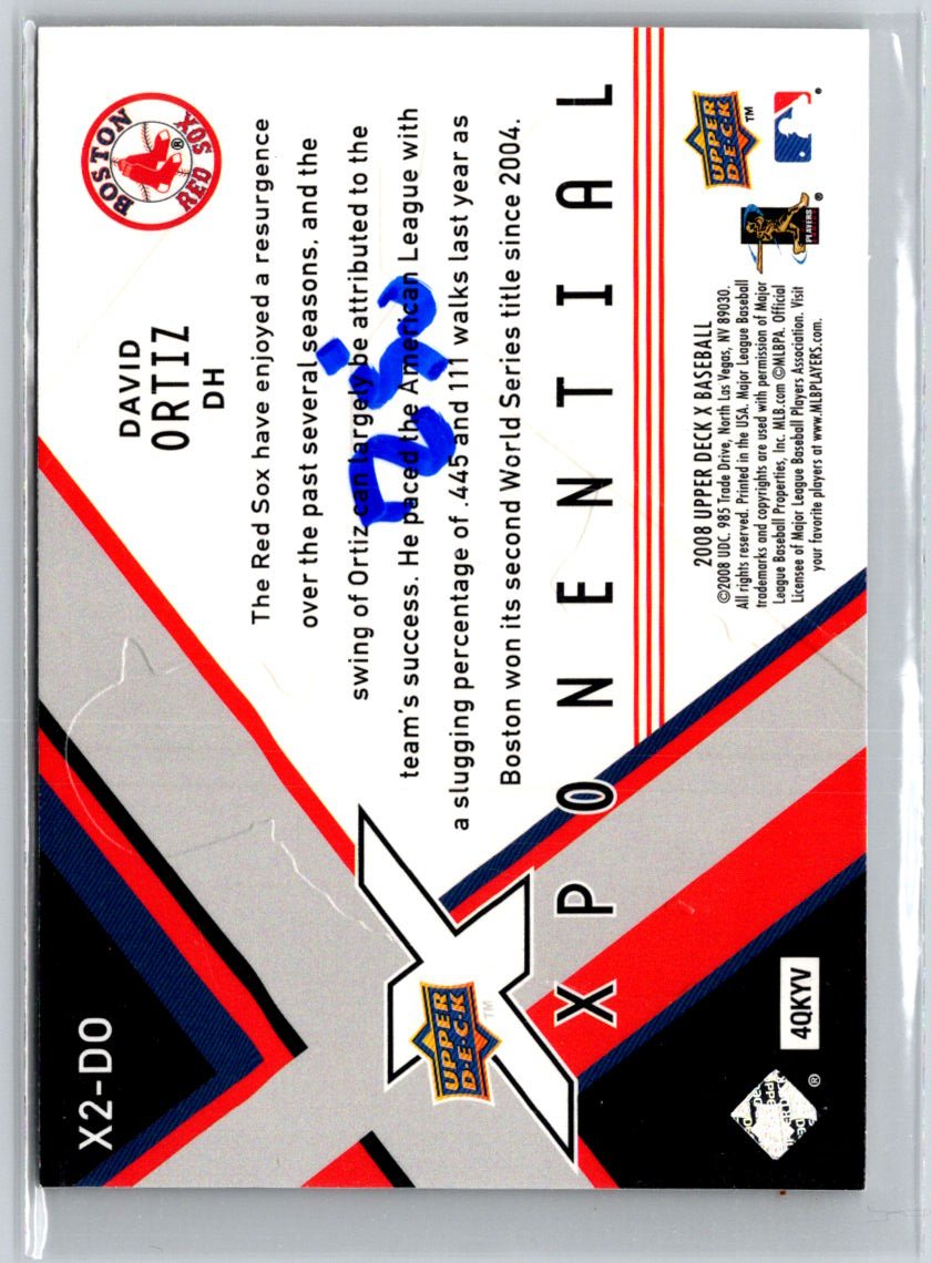 2008 Upper Deck X #X2-DO David Ortiz Xponential 2 V12
