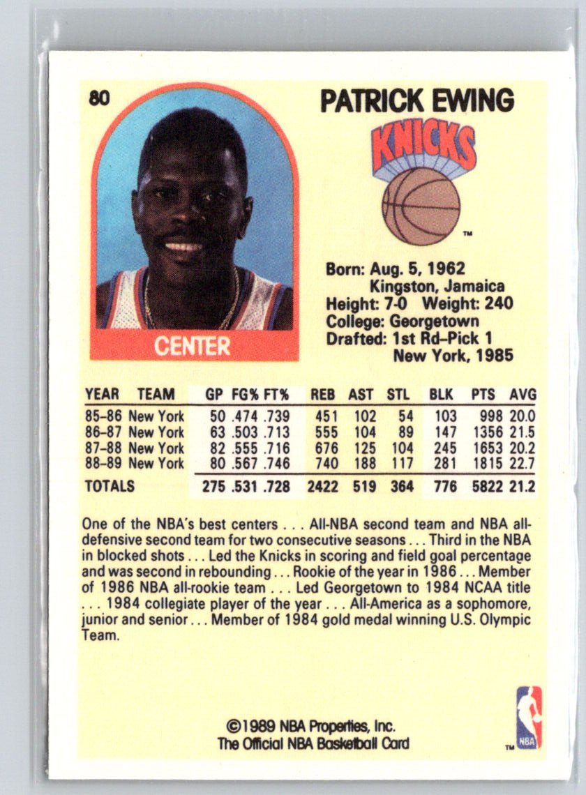1989-90 Hoops #80 Patrick Ewing V12