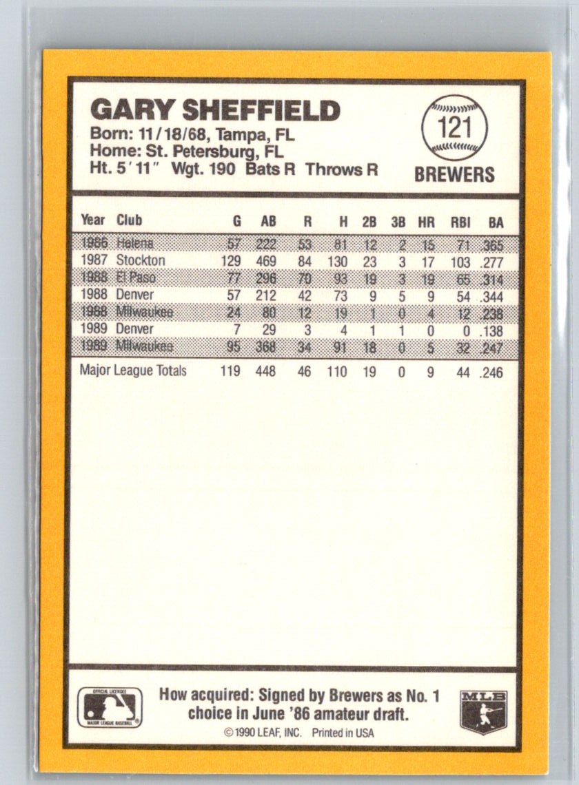 1990 Donruss Best of the AL #121 Gary Sheffield V13