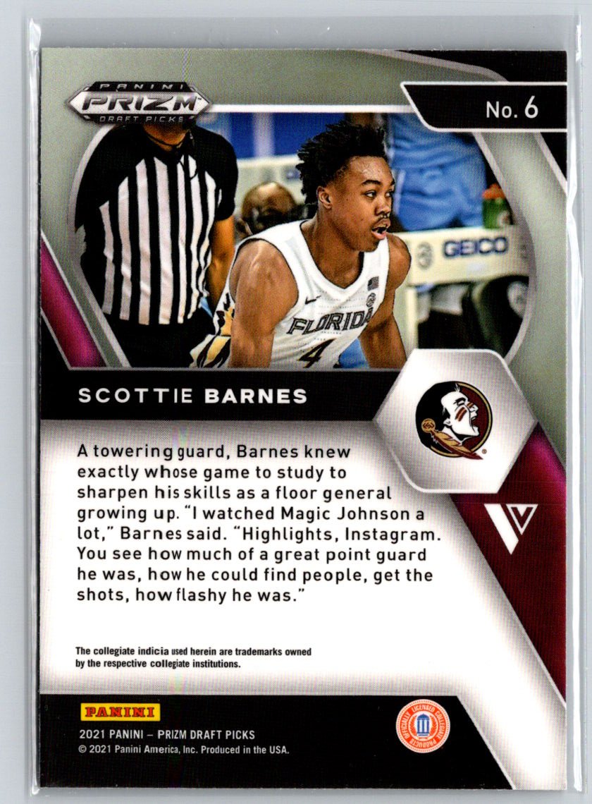 2021 Panini Prizm Draft Picks #6 Scottie Barnes V13