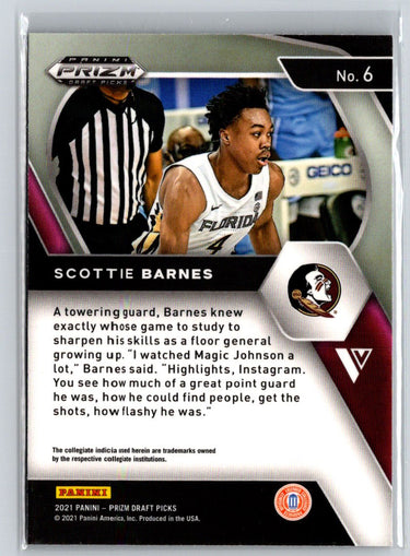 2021 Panini Prizm Draft Picks #6 Scottie Barnes V13