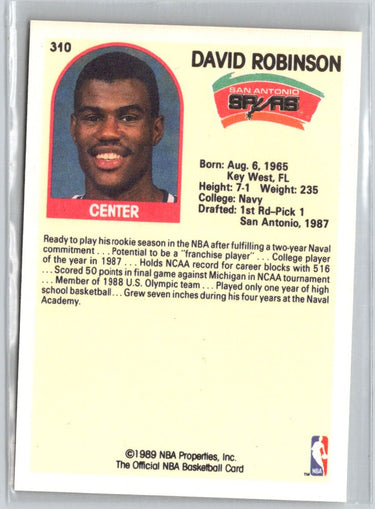 1989-90 Hoops #310 David Robinson V13