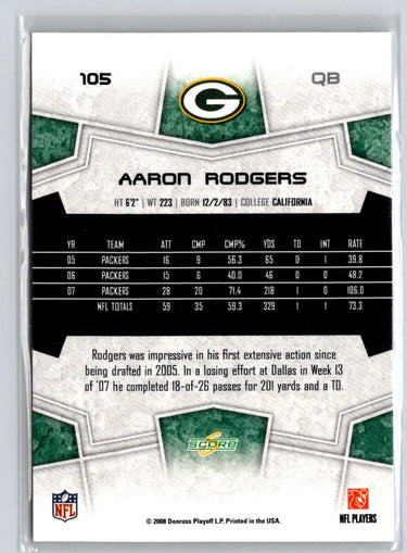 2008 Score #105 Aaron Rodgers V14