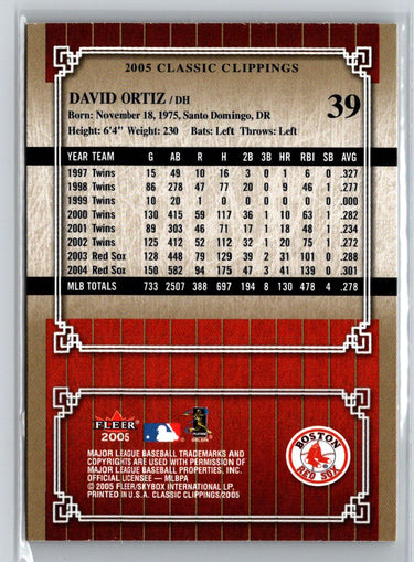 2005 Fleer Classic Clippings #39 David Ortiz V14