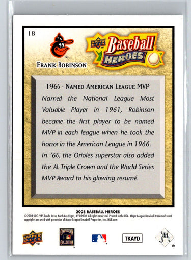 2008 Upper Deck Baseball Heroes #18 Frank Robinson V15