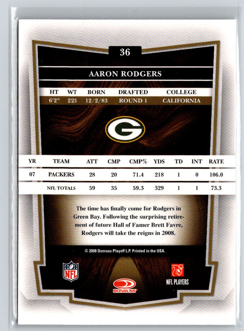 2008 Donruss Classics #36 Aaron Rodgers V15