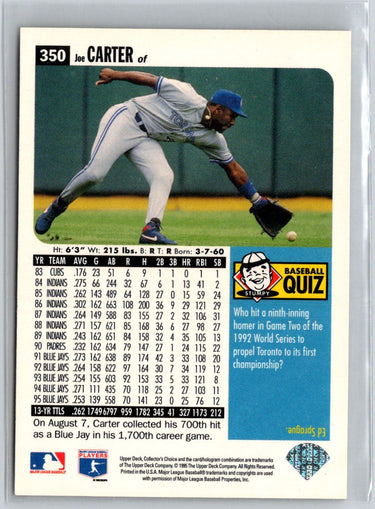 1996 Collector's Choice #350 Joe Carter Silver Signature V16
