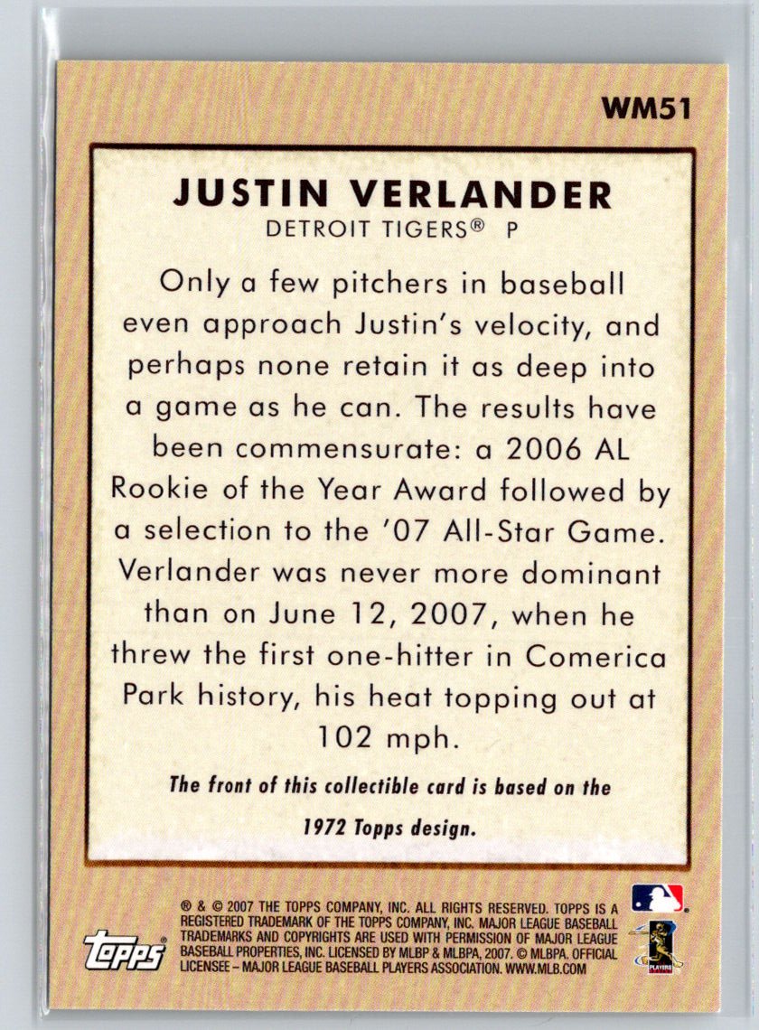 2007 Topps #WM51 Justin Verlander Walmart V16