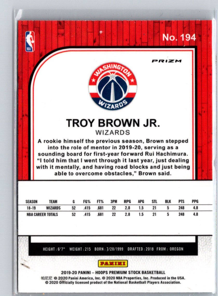2019-20 Hoops #194 Troy Brown Jr. Blue V17