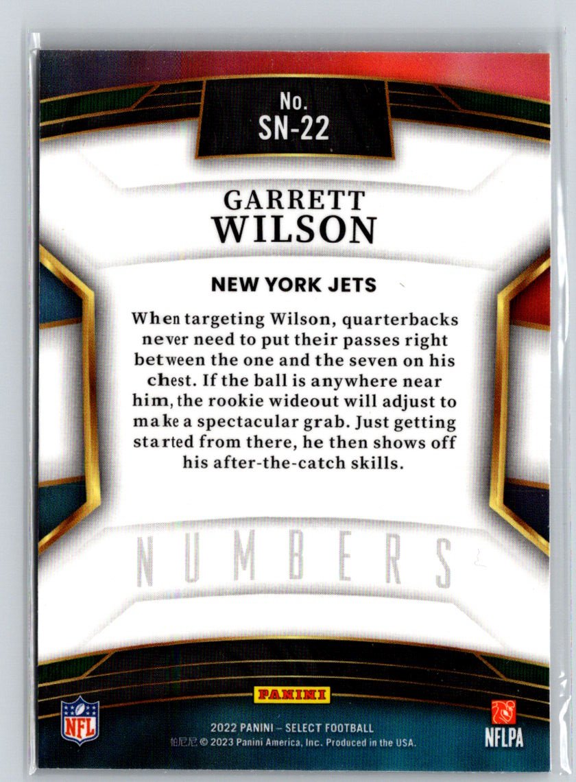 2022 Panini Select #SN-22 Garrett Wilson Select Numbers V17