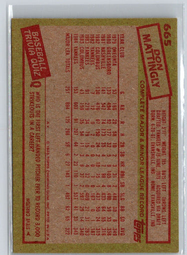 1985 Topps #665 Don Mattingly V17