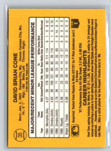1987 Donruss The Rookies #35 David Cone V18