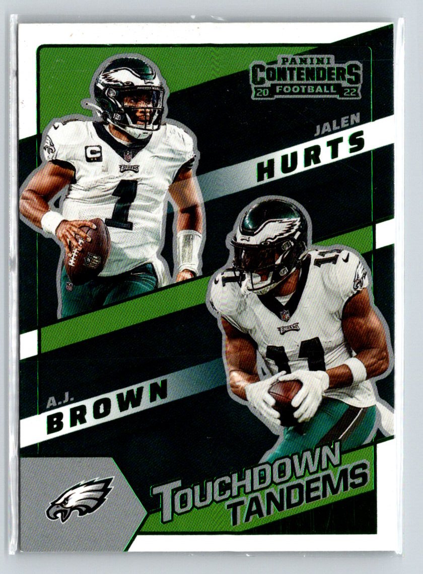 2022 Panini Contenders #TDT-PHI A.J. Brown / Jalen Hurts Touchdown Tandems V18