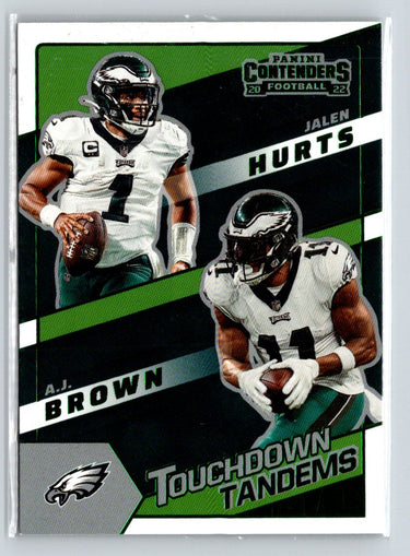 2022 Panini Contenders #TDT-PHI A.J. Brown / Jalen Hurts Touchdown Tandems V18