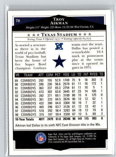 1999 Upper Deck Victory #70 Troy Aikman V18