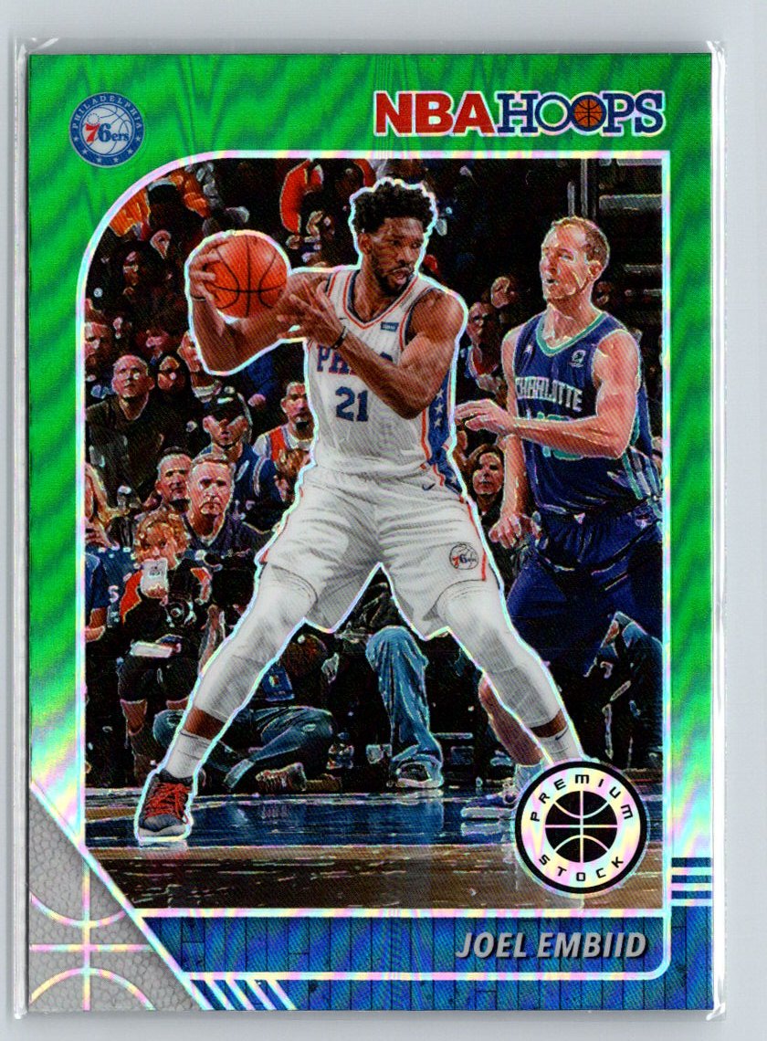 2019-20 Hoops Premium Stock #145 Joel Embiid Prizms Green V19