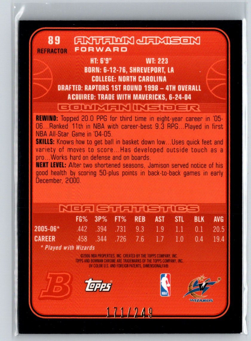 2006-07 Bowman Chrome #89 Antawn Jamison Refractors #/249 V19