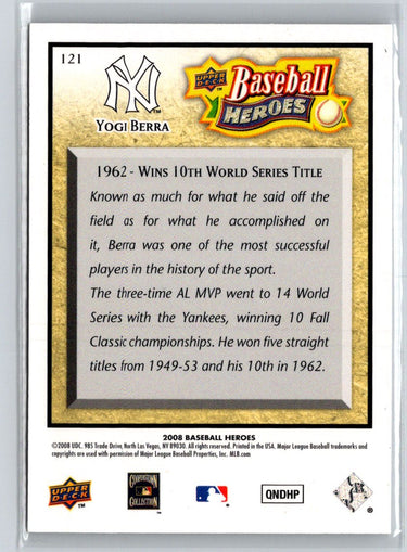 2008 Upper Deck Baseball Heroes #121 Yogi Berra V20