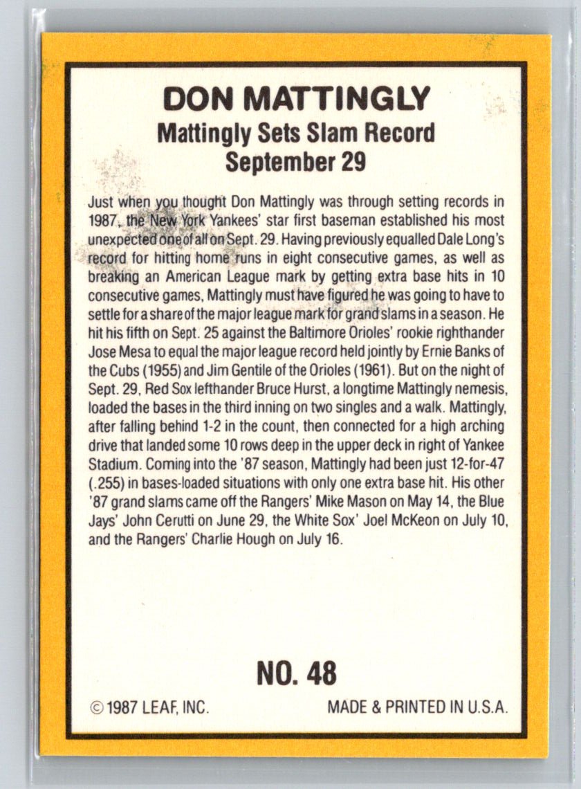 1987 Donruss Highlights #48 Don Mattingly V20