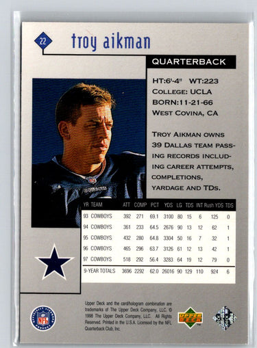 1998 Upper Deck Black Diamond Rookie Edition #22 Troy Aikman V20