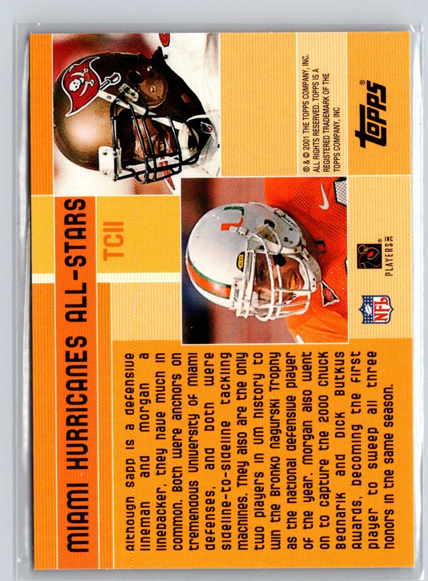 2001 Topps Chrome #TC11 Warren Sapp / Dan Morgan Combos Refractors V21