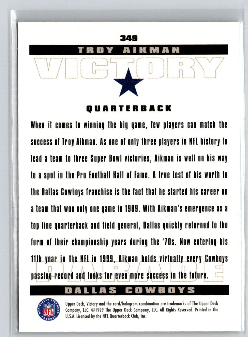 1999 Upper Deck Victory #349 Troy Aikman V21