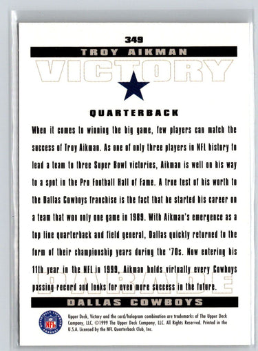 1999 Upper Deck Victory #349 Troy Aikman V21