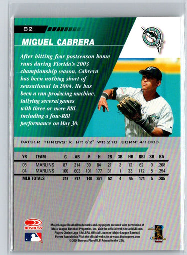 2005 Leaf #82 Miguel Cabrera Black V22