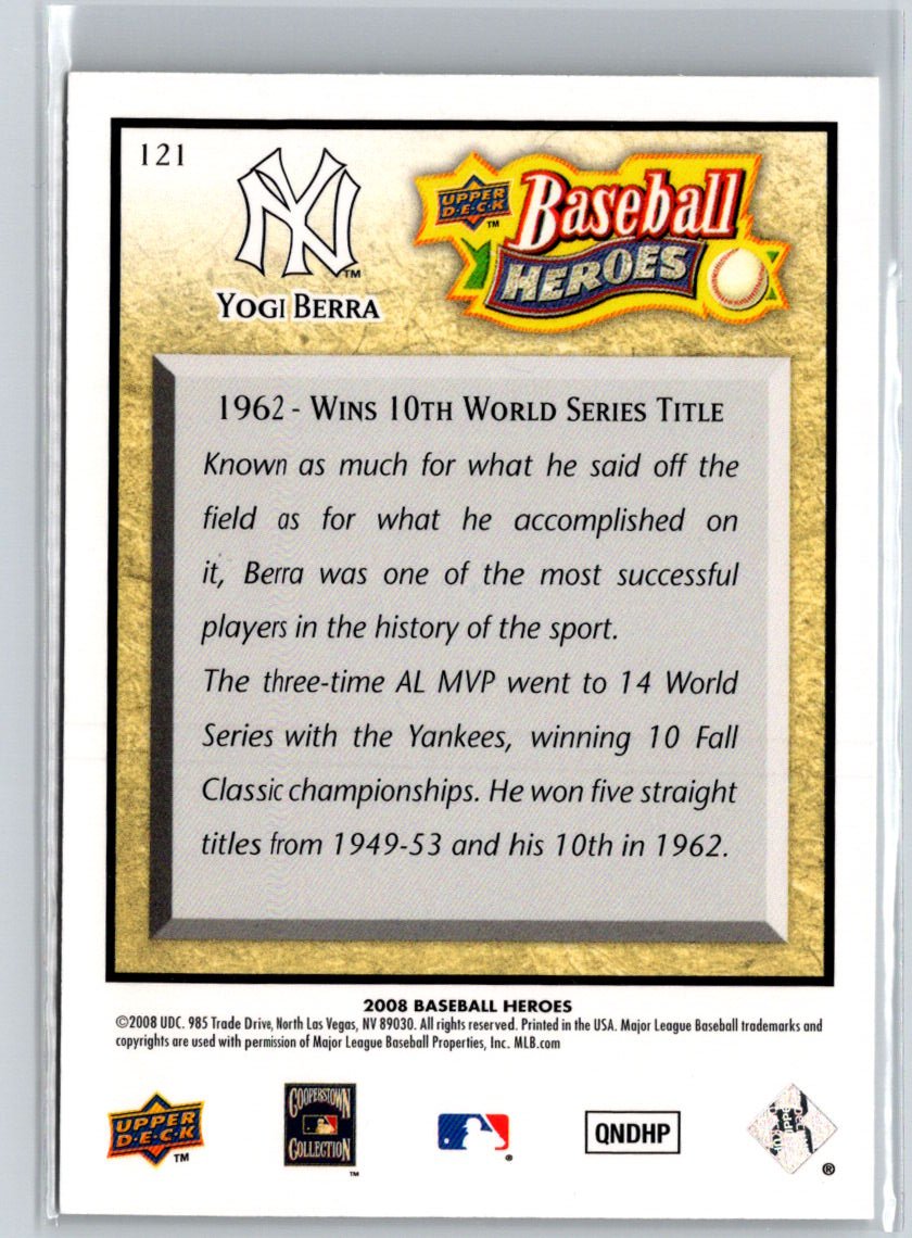 2008 Upper Deck Baseball Heroes #121 Yogi Berra V22