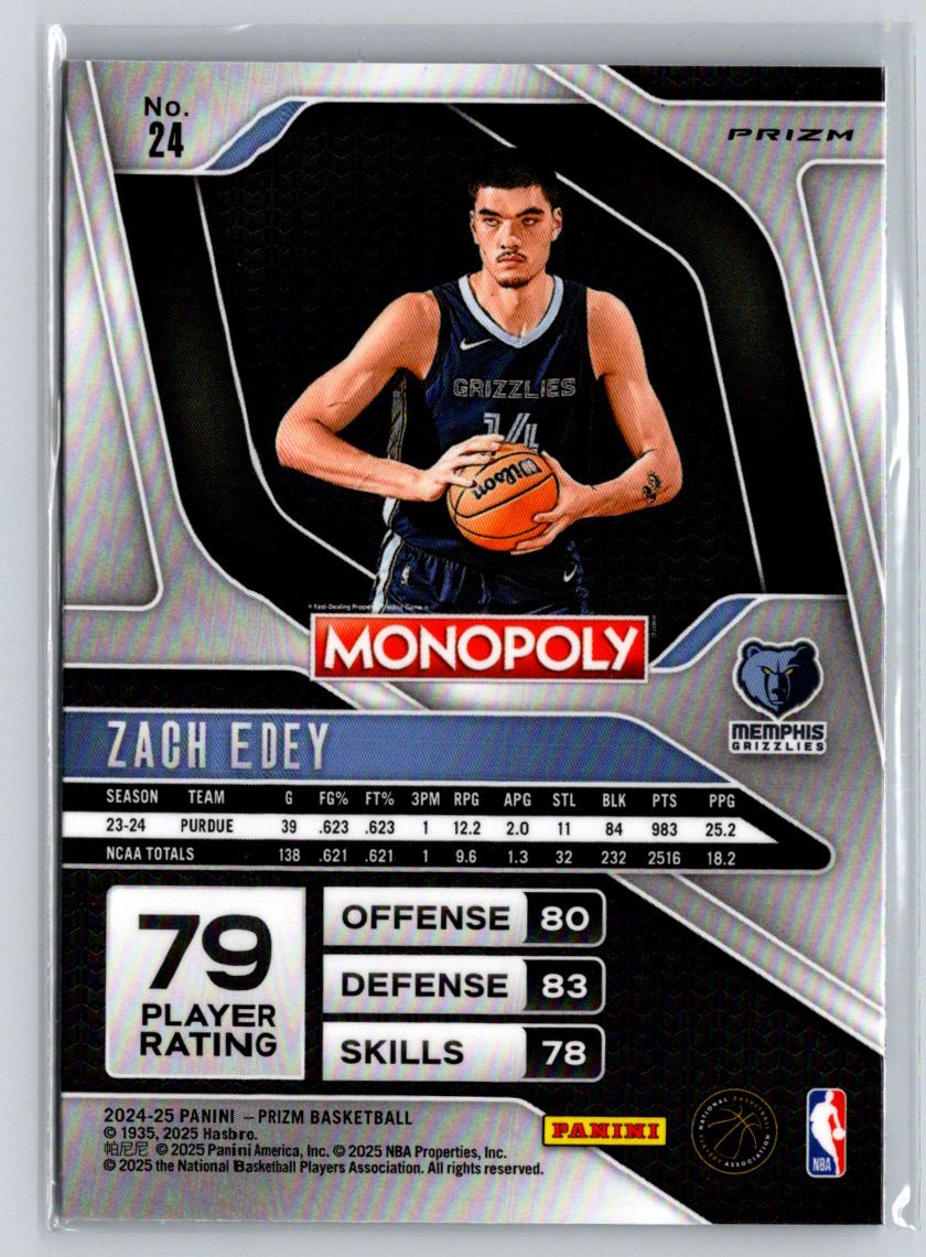 2024-25 Panini Prizm Monopoly #24 Zach Edey V23