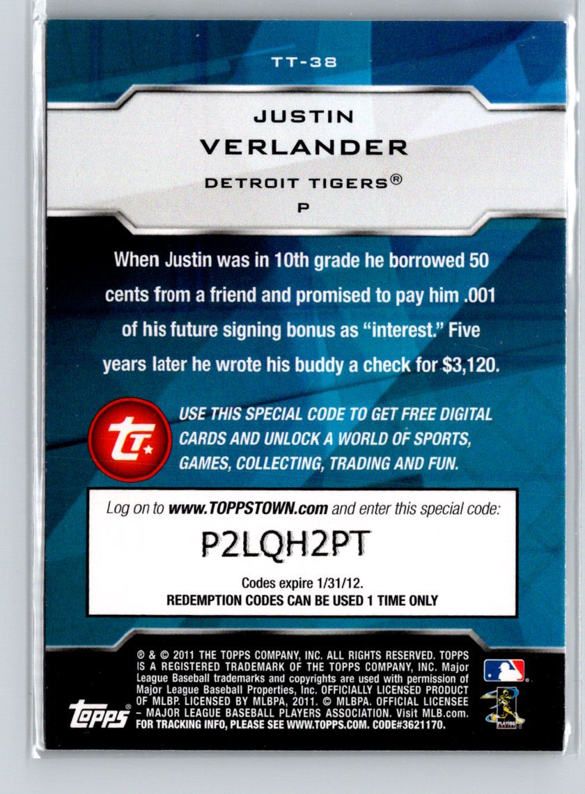 2011 Topps Attax #TT-38 Justin Verlander Topps Town V23