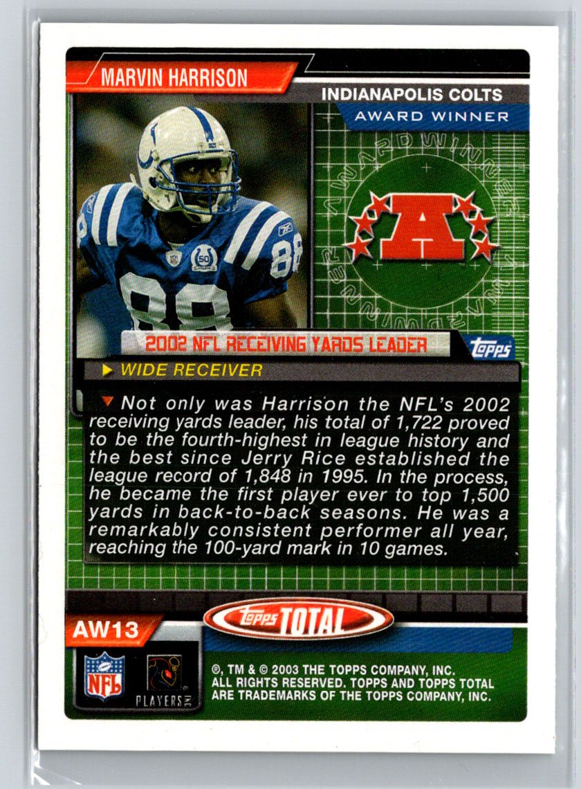 2003 Topps Total #AW13 Marvin Harrison Award Winners V24