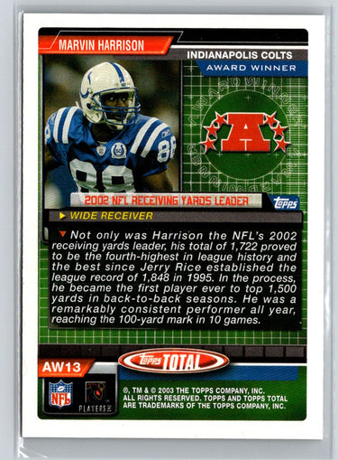 2003 Topps Total #AW13 Marvin Harrison Award Winners V24