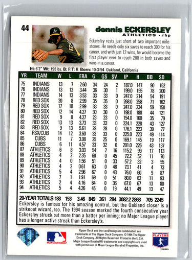1995 Collector's Choice SE #44 Dennis Eckersley V24