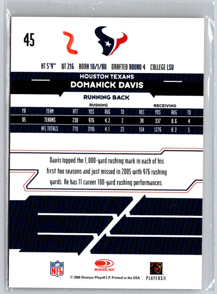 2006 Leaf Rookies & Stars Longevity #45 Domanick Davis Ruby #/249 V24