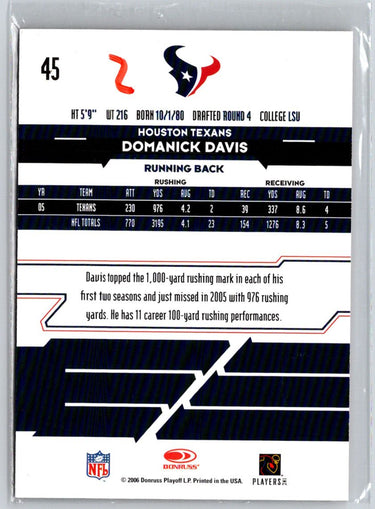 2006 Leaf Rookies & Stars Longevity #45 Domanick Davis Ruby #/249 V24