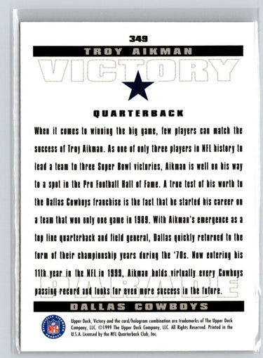 1999 Upper Deck Victory #349 Troy Aikman V24