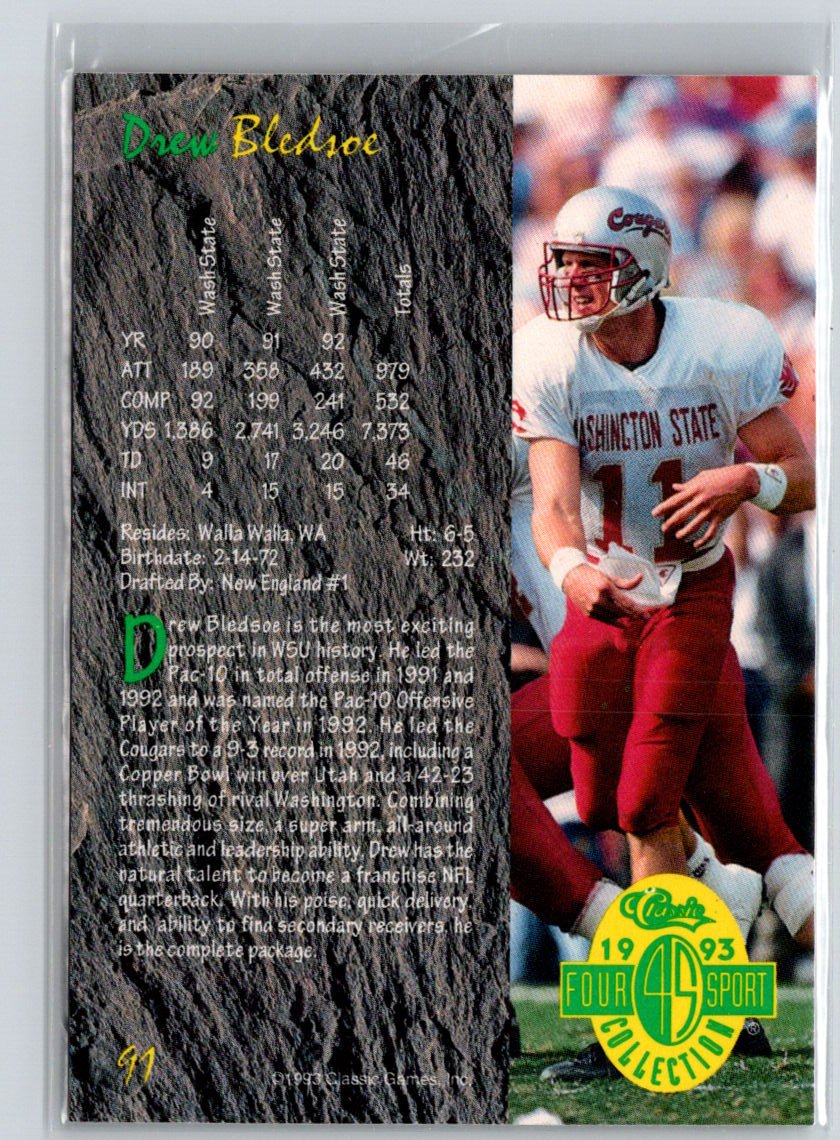 1993 Classic Four Sport #91 Drew Bledsoe Gold V25