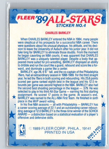 1989-90 Fleer #4 Charles Barkley Stickers V25