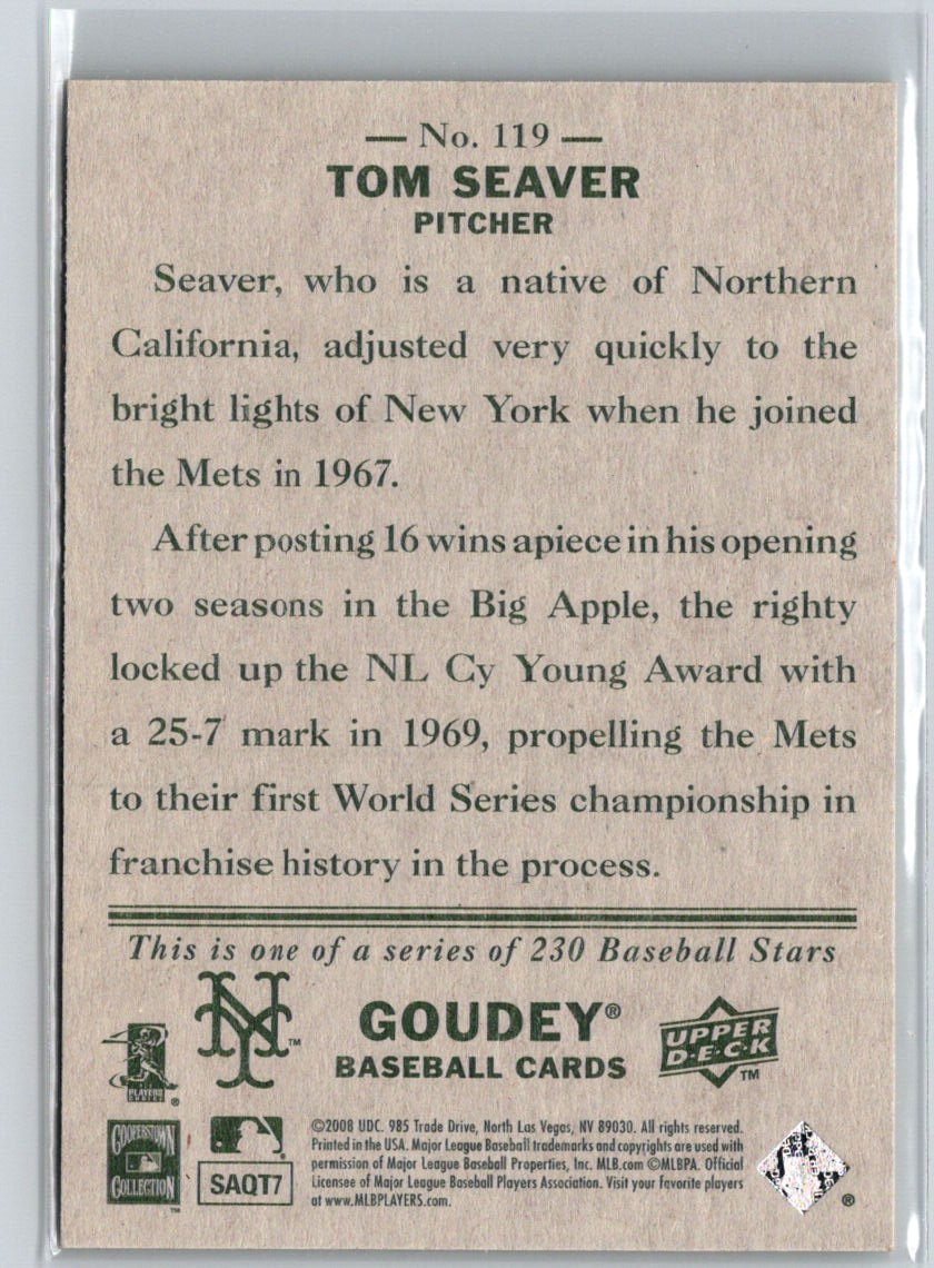 2008 Upper Deck Goudey #119 Tom Seaver V25