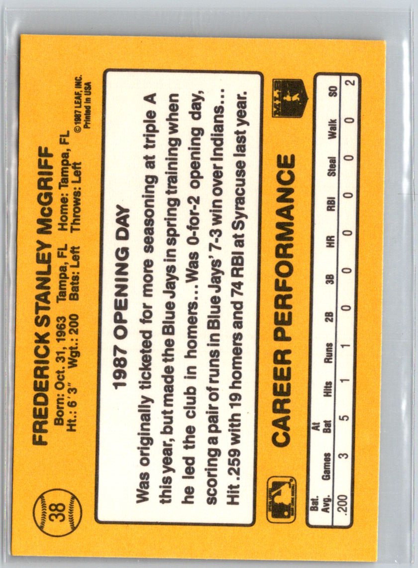 1987 Donruss Opening Day #38 Fred McGriff V26