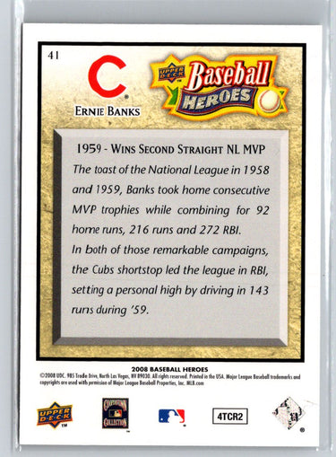 2008 Upper Deck Baseball Heroes #41 Ernie Banks V27