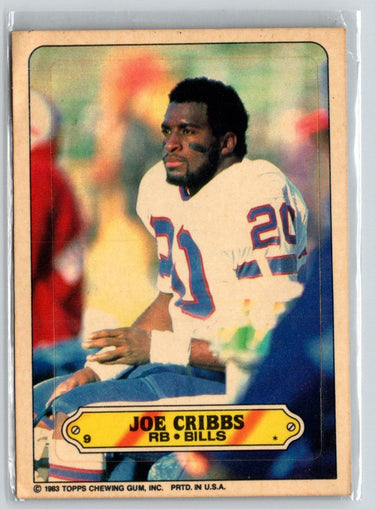 1983 Topps #9 Joe Cribbs Stickers V27