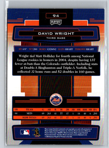 2005 Playoff Absolute Memorabilia #94 David Wright Retail Gold V27