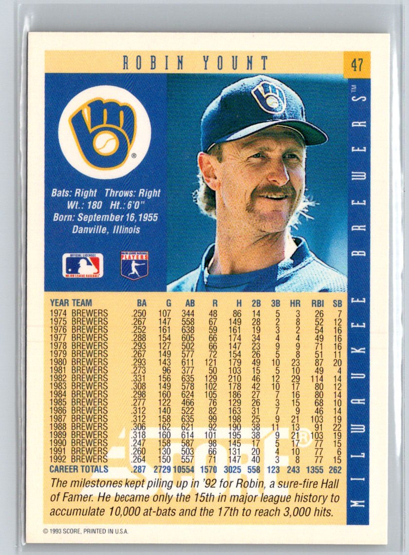1993 Score #47 Robin Yount V27