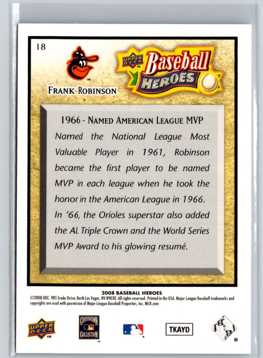 2008 Upper Deck Baseball Heroes #18 Frank Robinson V28
