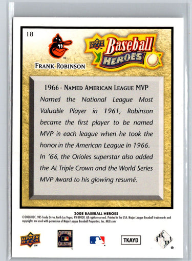2008 Upper Deck Baseball Heroes #18 Frank Robinson V28